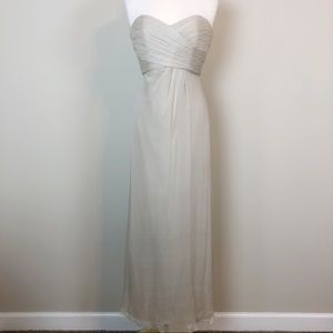 Amsale Strapless Crinkle Chiffon Silk Gown
